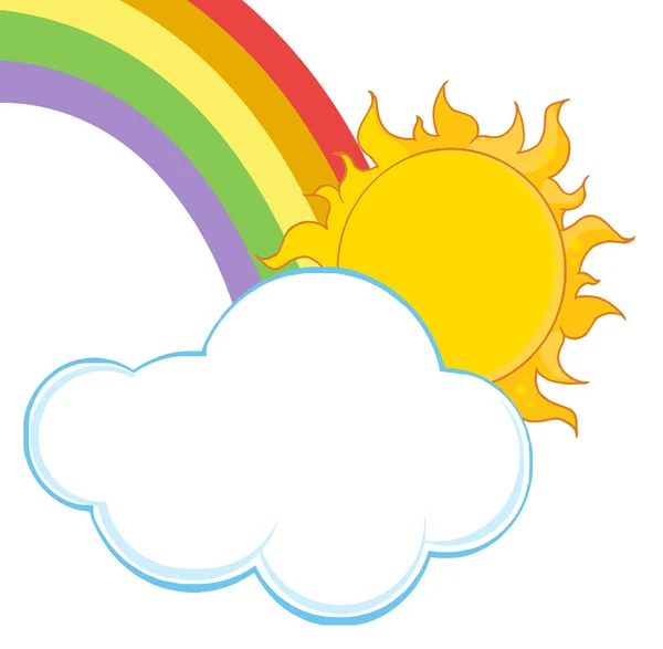 Солнце с облаком и радугой — стоковое фото