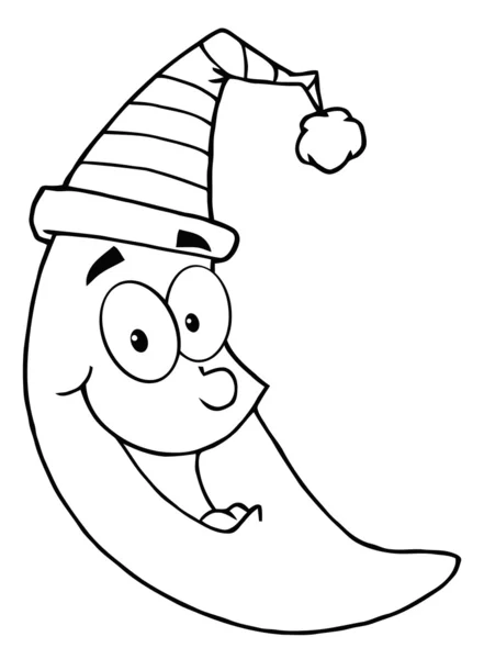 Outlined Happy Moon Mascot Cartoon Character — Stock Photo, Image