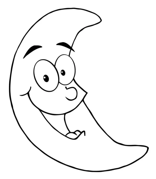 Coloring Page Outline Of A Happy Crescent Moon — Stock Photo © HitToon ...