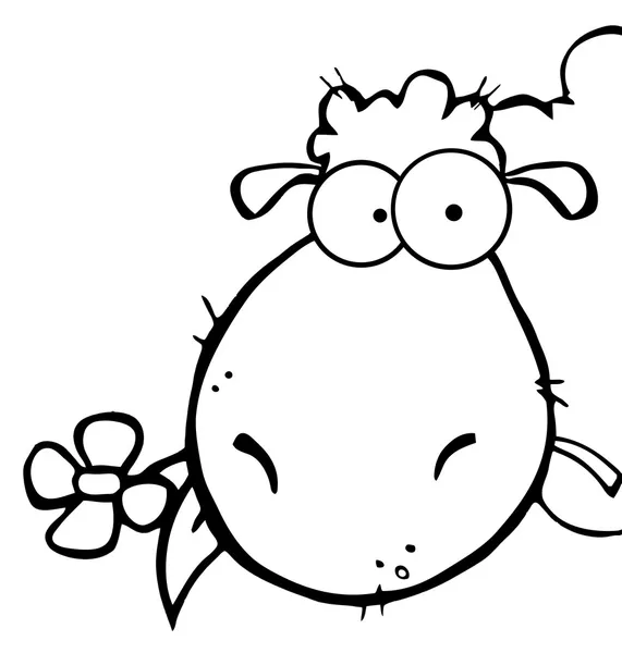 Outline Of A Sheep Eating A Flower — Stock Photo, Image