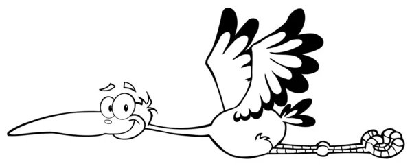 Skissert flygende stork – stockfoto