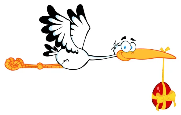 Stork Flying With Easter Egg — Stock Photo, Image