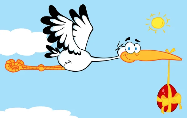 Stork Flying An Easter Egg — Stock Photo, Image