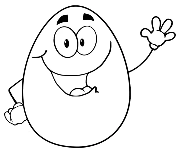 Personaggio delineato uovo di Pasqua agitando — Foto Stock