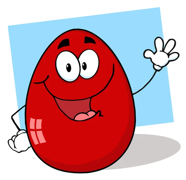 Friendly Red Easter Egg Character Waving — Stock Photo, Image