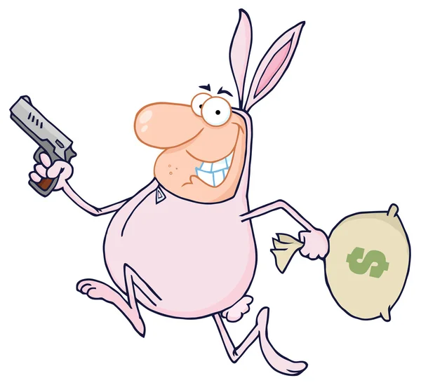Robber correndo em um traje de coelho — Fotografia de Stock