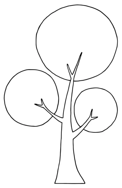輪郭を描かれた丸葉の木 — ストック写真