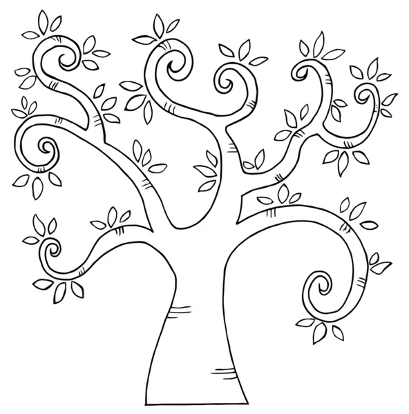 輪郭を描かれた漫画のツリー — ストック写真