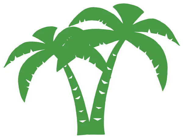 绿色棕榈树三剪影 — 图库照片