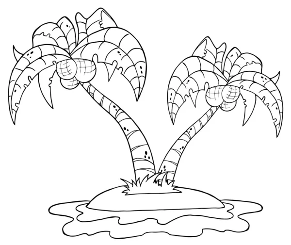 Árvore de palmeira dupla delineada — Fotografia de Stock