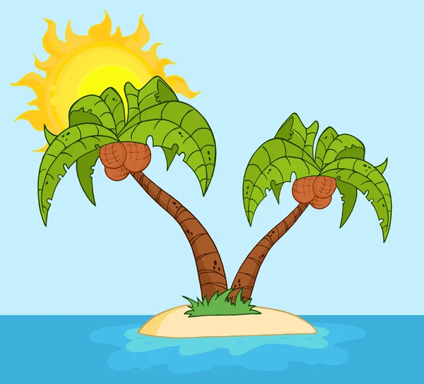 Wyspa z dwoma palmy — Zdjęcie stockowe