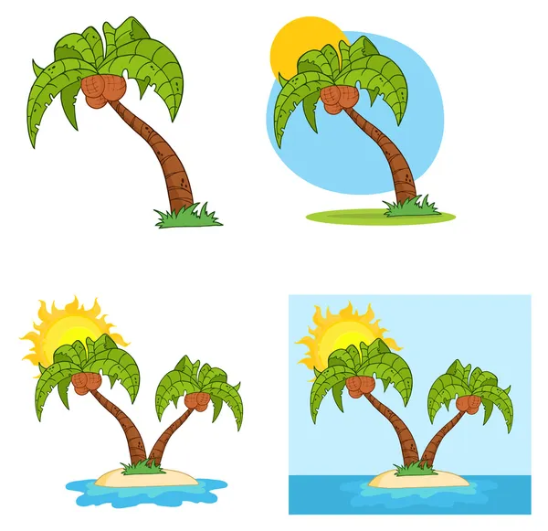卡通棕榈树的一套 — 图库照片