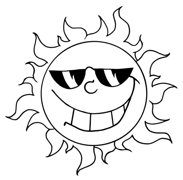 Outline Of A Cool Sun Wearing Shades — Stock Photo, Image