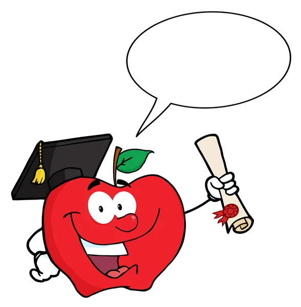 Rozmowa ucznia jabłko posiadającym dyplom — Zdjęcie stockowe