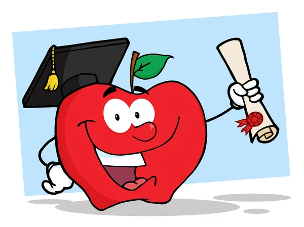 Student apple met een diploma — Stockfoto