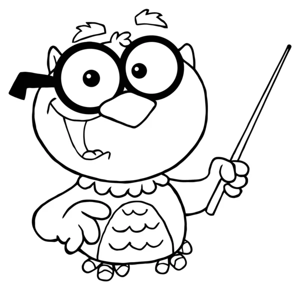 stock image Outlined Professor Owl Holding A Pointer Stick