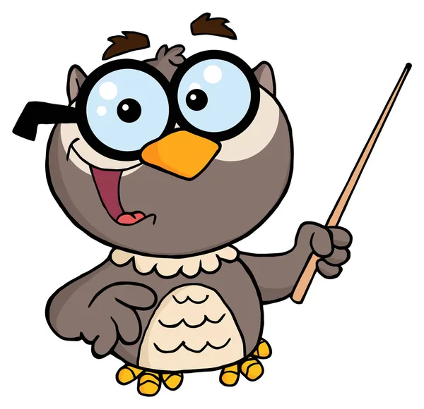 Professor Owl Holding A Pointer Stick — Stock Photo, Image