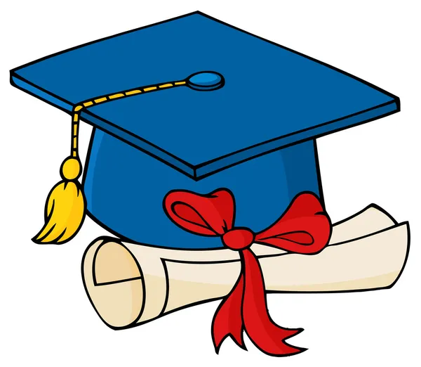 Casquillo azul graduado con diploma — Foto de Stock