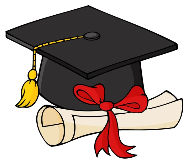 Graduate Black Cap com diploma — Fotografia de Stock