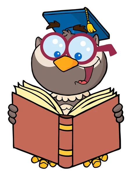 Profesor sova čtení — Stock fotografie