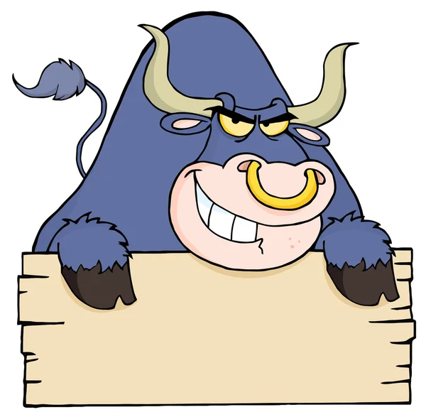 Paarse bull en leeg teken — Stockfoto