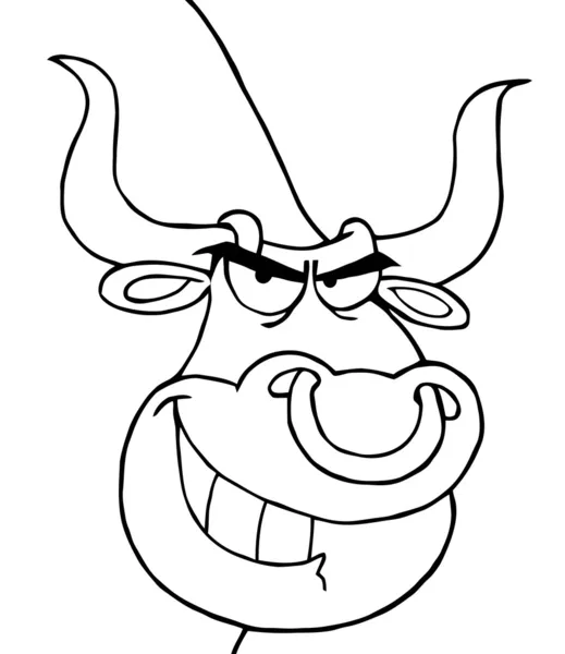Esboçado cabeça de touro irritado — Fotografia de Stock