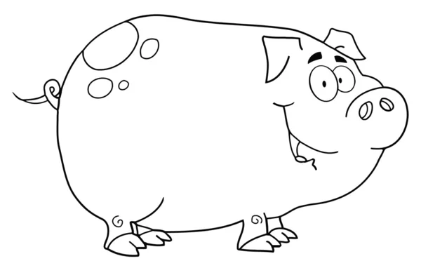 Outlined Smiling Piggy — Stock Photo, Image
