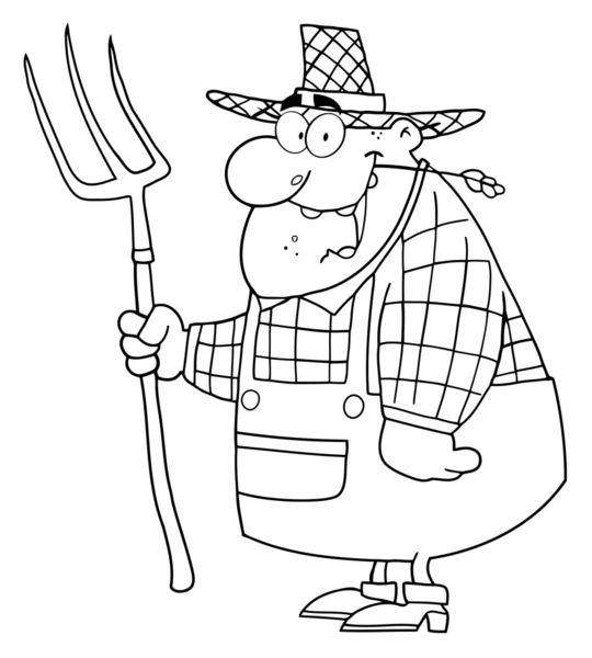Outlined Farmer Man — Stock Photo, Image