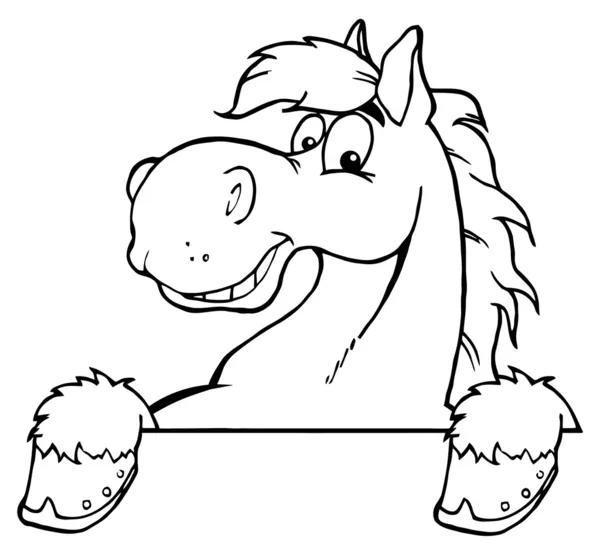 輪郭を描かれた馬は記号の上 — ストック写真