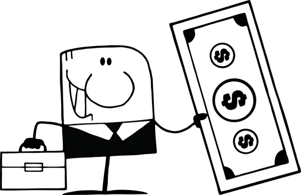 Black And White Businessman Holding Cash — Stock Photo, Image