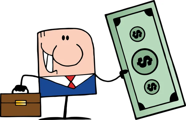 Doodle Businessman Holding Dollar — Stock Photo, Image