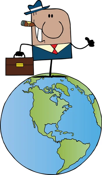 Black Businessman On A World Globe — Stock Photo, Image