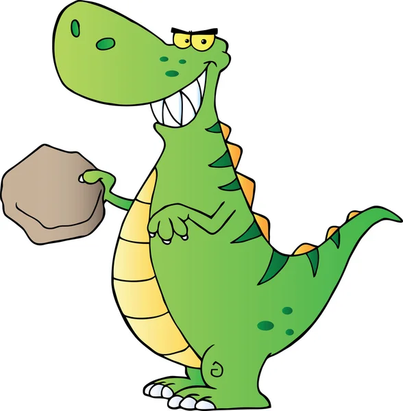 Green T Rex Holding A Boulder — Stock Photo, Image