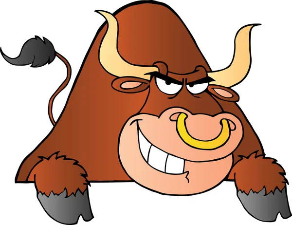 茶色の牛は記号の上 — ストック写真