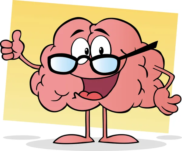 Cartoon hersenen geven de duimen omhoog — Stockfoto