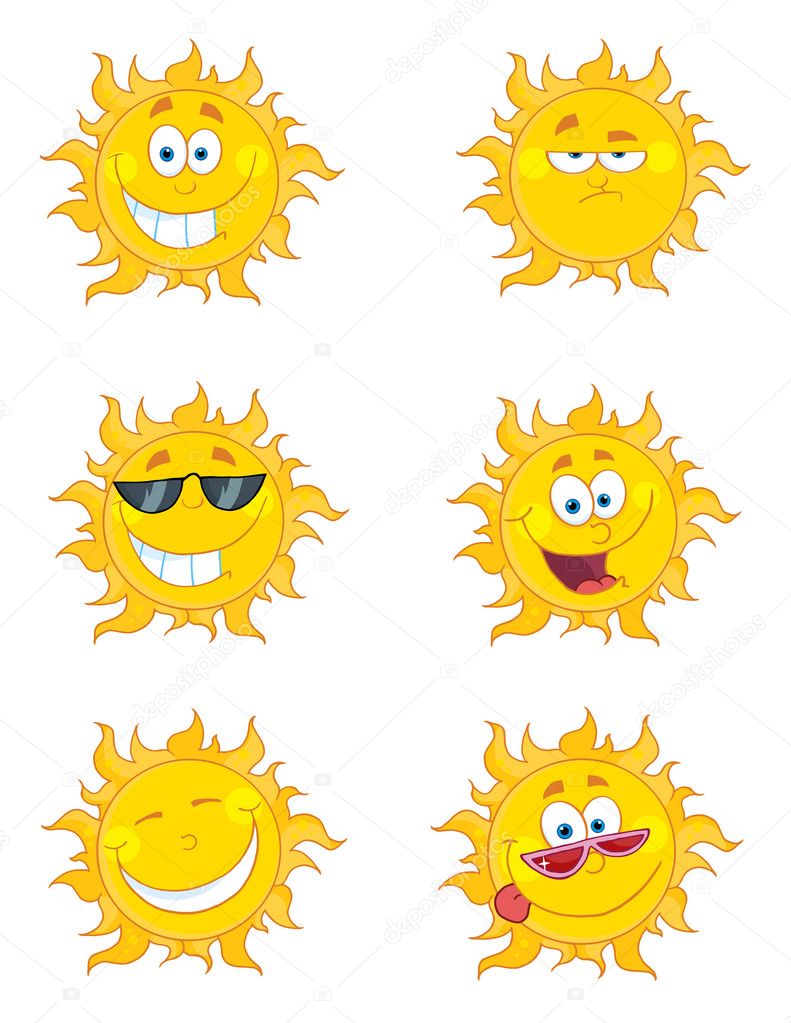 Happy sun faces Collage Of Happy Sun Faces — Stock Photo © HitToon
