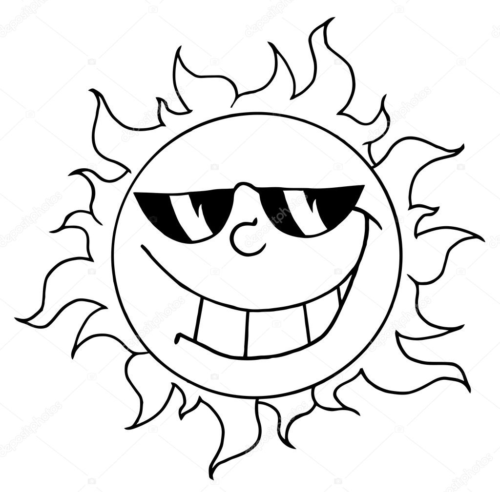 Download Outline Of A Cool Sun Wearing Shades — Stock Photo © HitToon #7277067