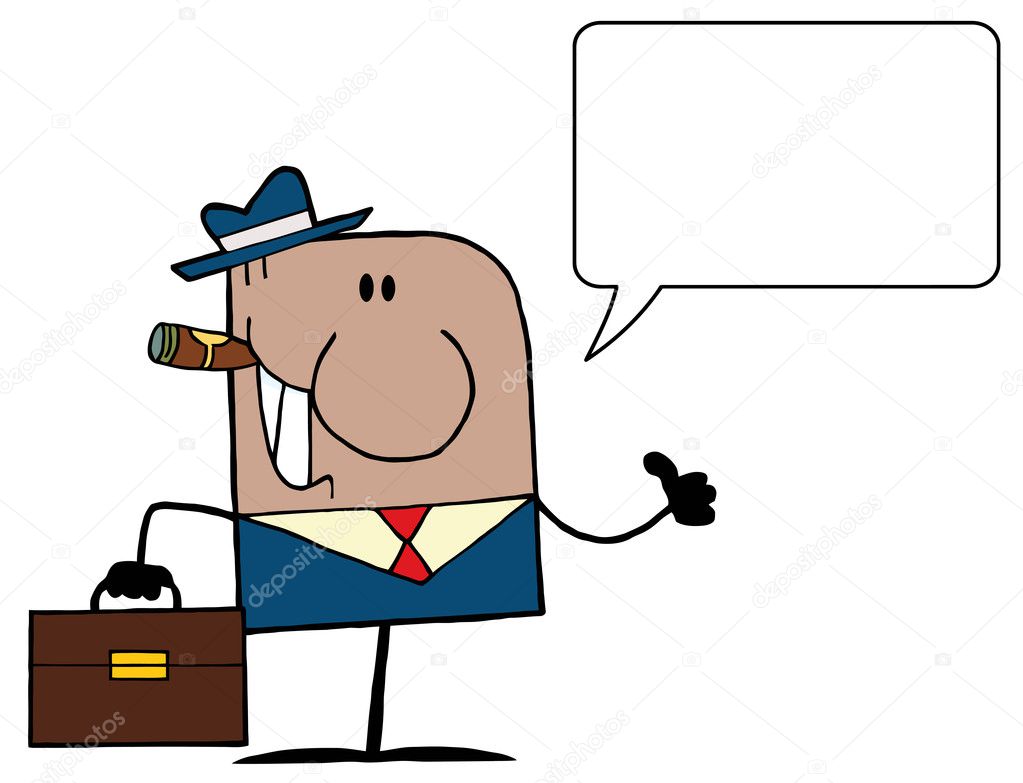 Cigar Smoking Talking Thumbs Up Black Businessman
