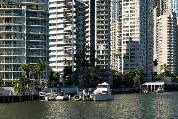 Apartment Buildings on Waterway — Stock Photo, Image