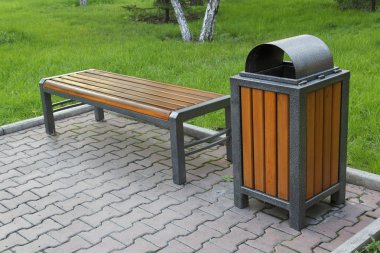 Bench and bin clipart