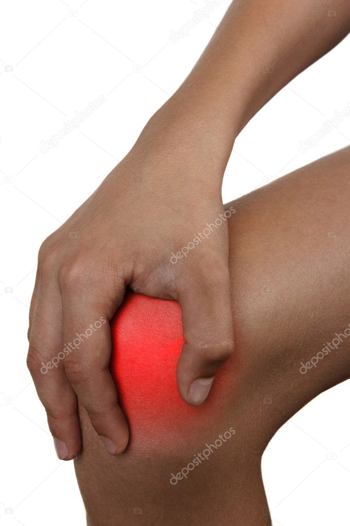 Young sportsman having knee pain