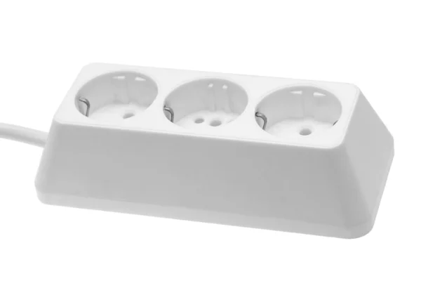 Triple mobile white power receptacle — Stock Photo, Image