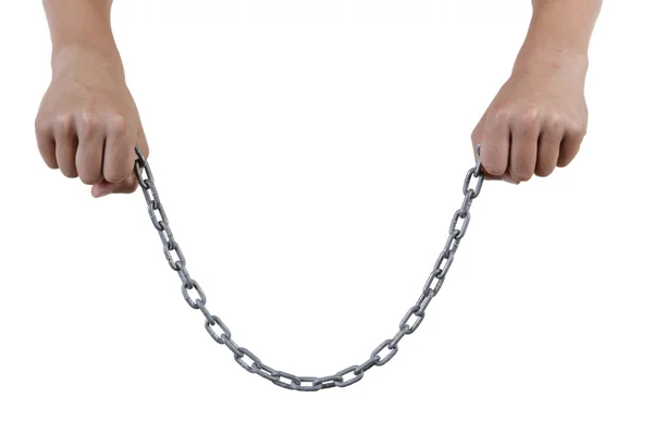 Two hands holding a chain — Stock Photo, Image