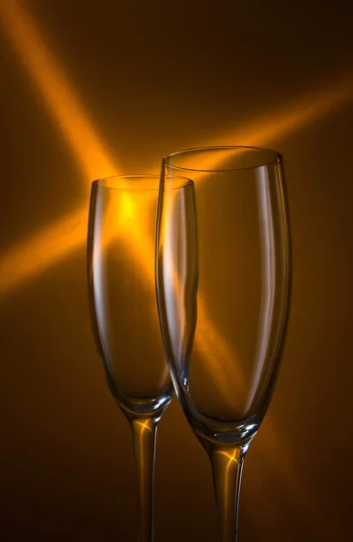 Lege glazen voor champagne — Stockfoto