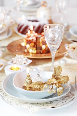 Luxury place setting for Christmas clipart