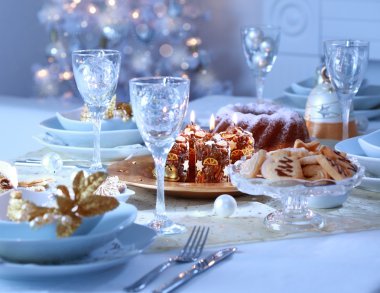 Luxury place setting for Christmas clipart