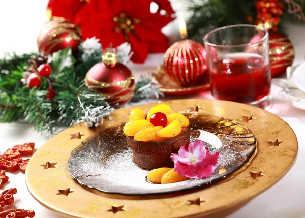 Chocolate Cup Cake for Christmas — Stock Photo, Image