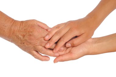 Hands of young and senior women clipart