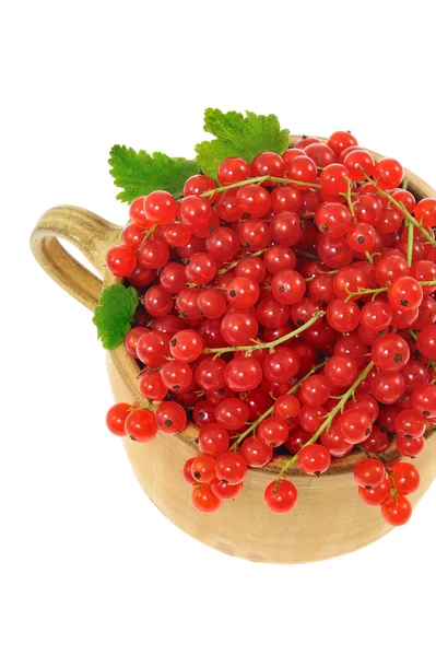 Керамическая чашка, полная свежих красных смородиновых ягод. Путь обрезки включен — стоковое фото