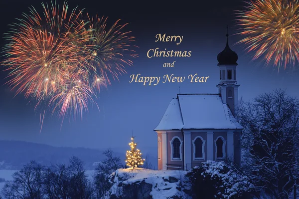 Año nuevo y tarjeta de Navidad — Foto de Stock